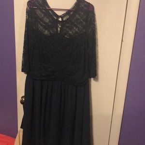 Blue knee length lace dress